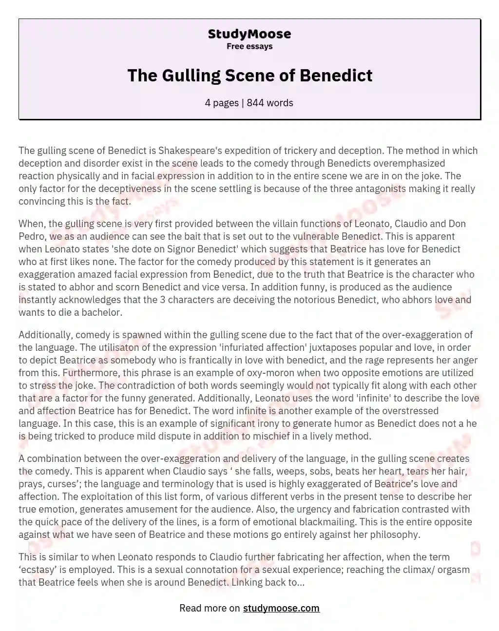 The Gulling Scene of Benedict