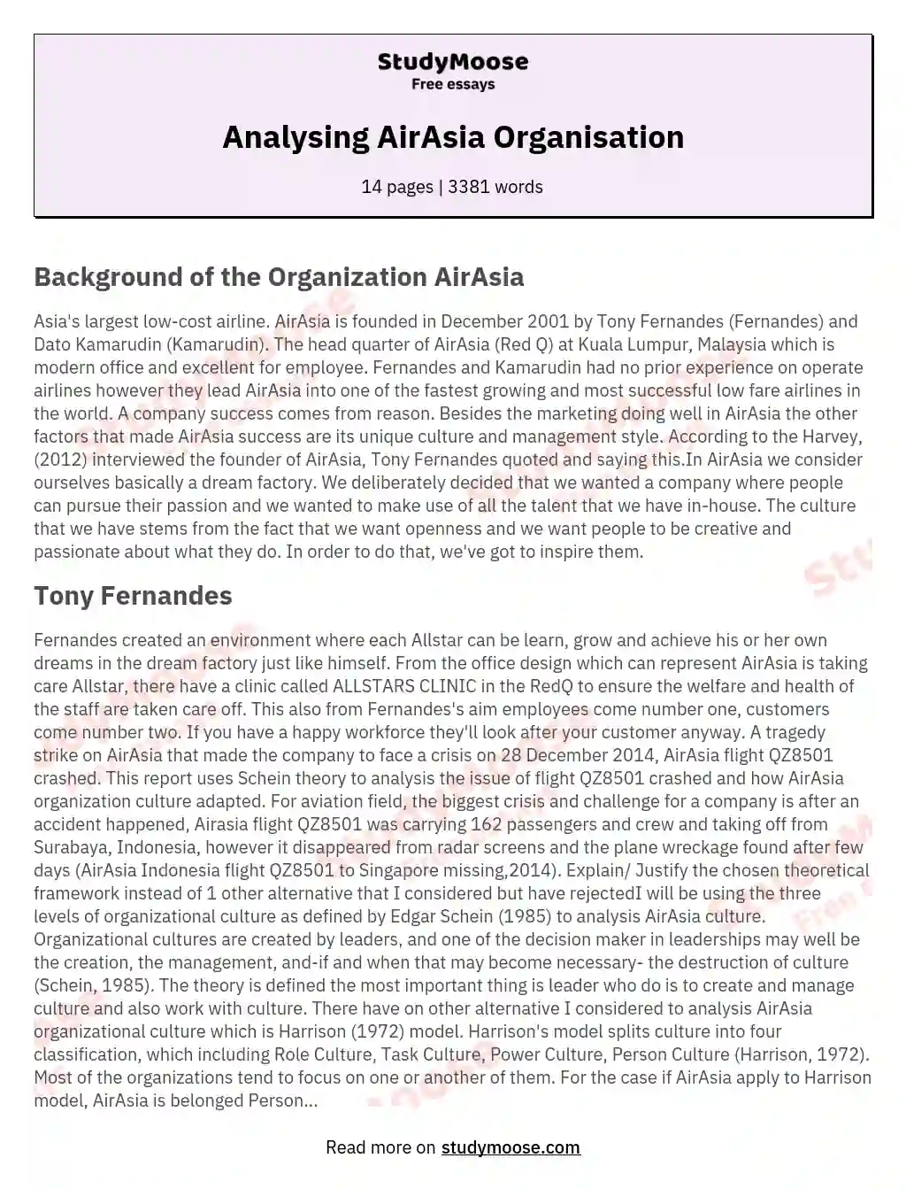 Analysing AirAsia Organisation essay
