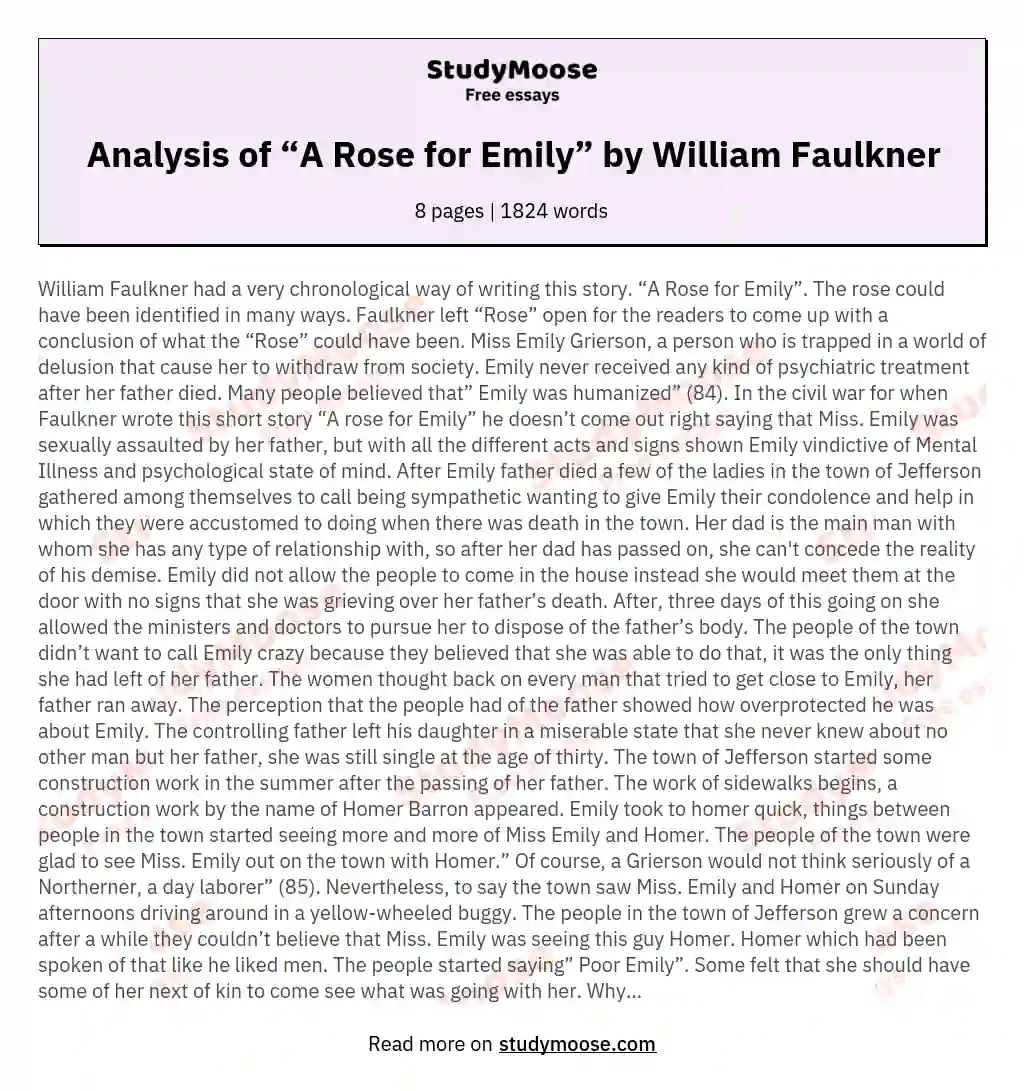 Analysis of “A Rose for Emily” by William Faulkner