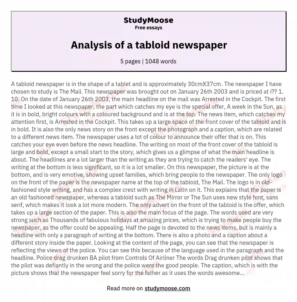 newspaper analysis essay