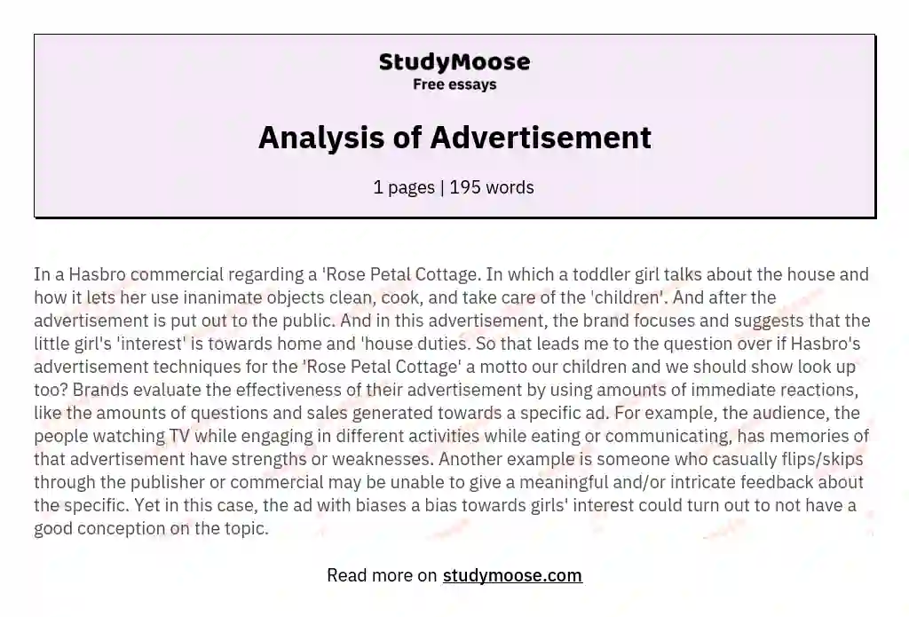 Analysis of Advertisement