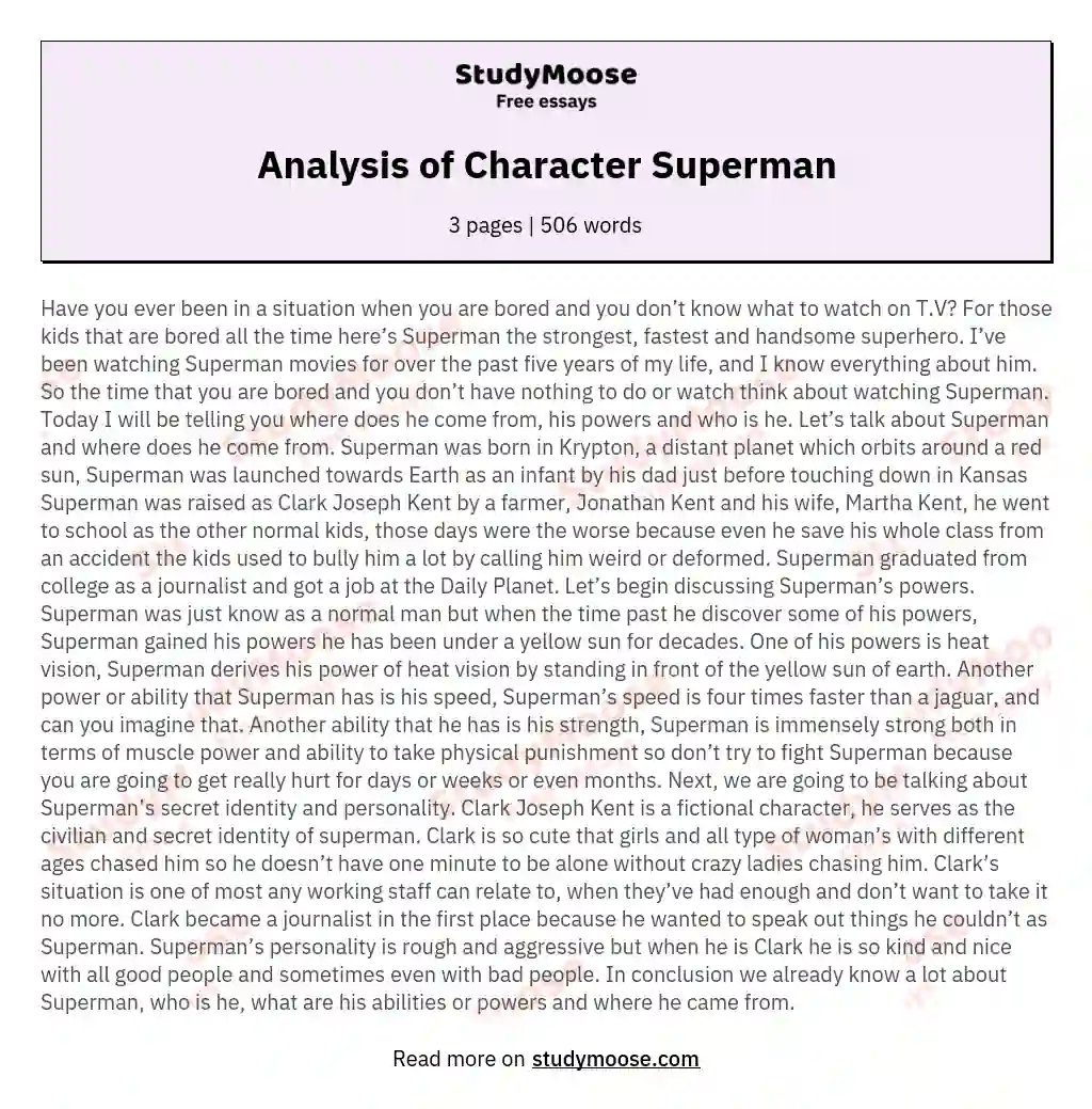 Analysis of Character Superman