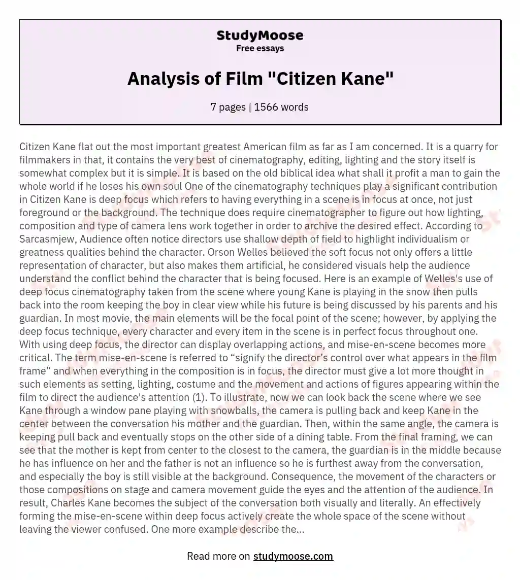 Analysis of Film "Citizen Kane"