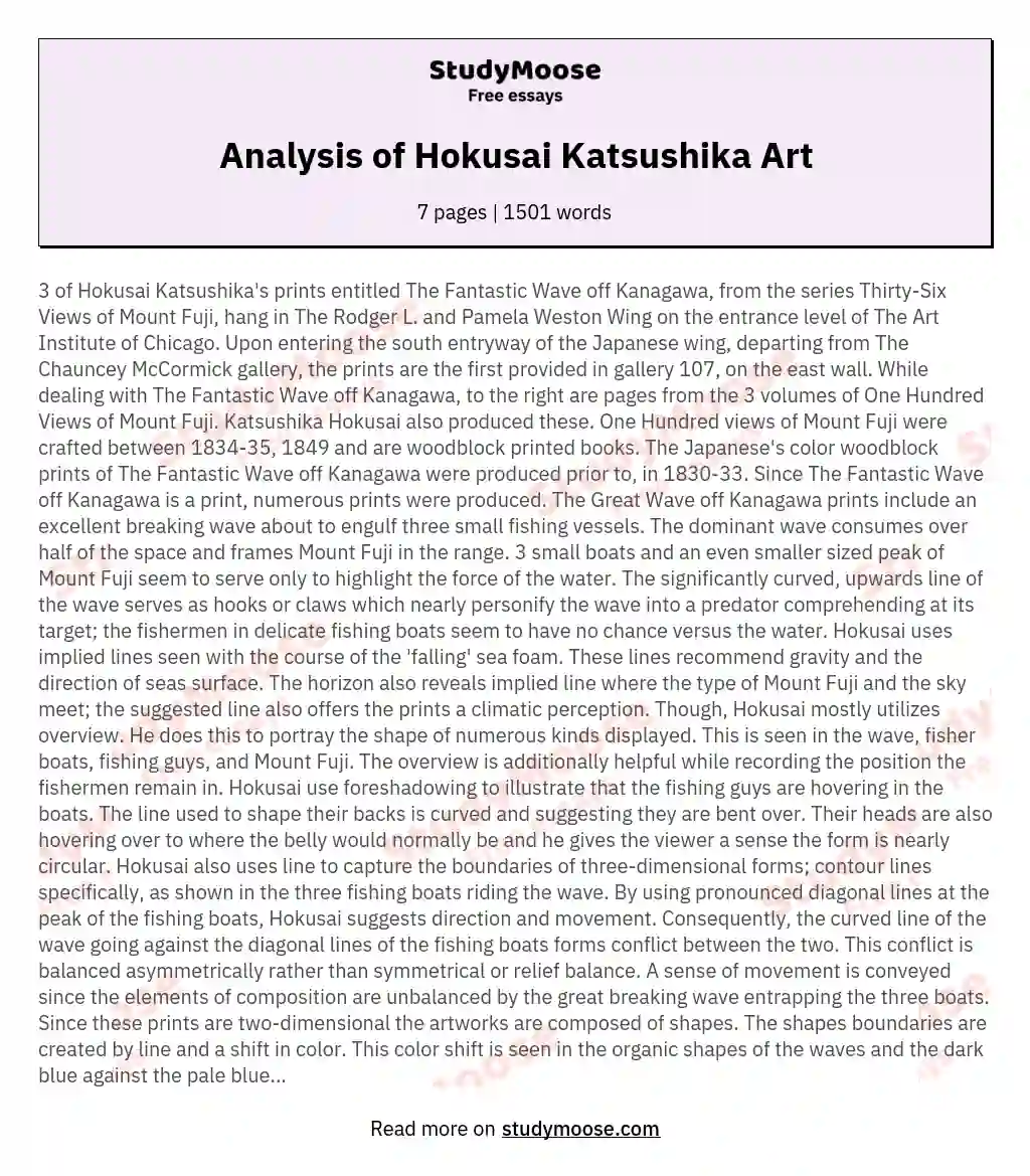 Analysis of Hokusai Katsushika Art essay