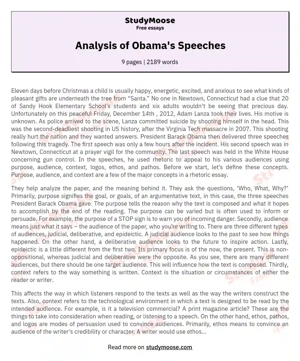 Analysis of Obama's Speeches essay