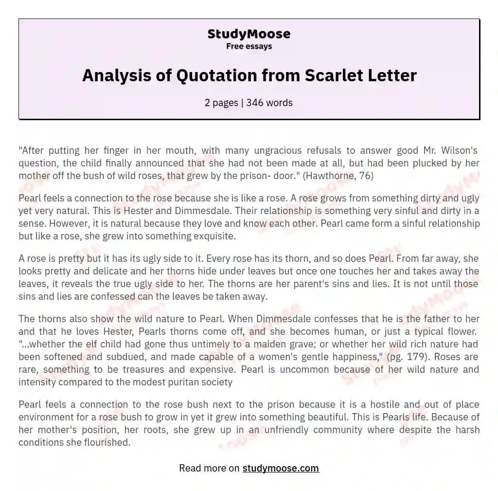 Analysis of Quotation from Scarlet Letter