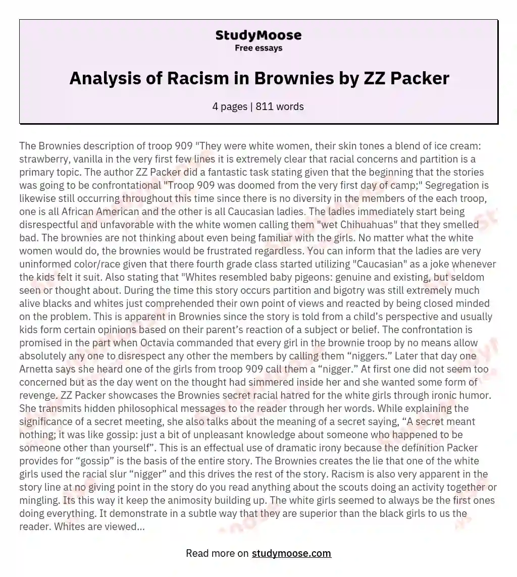 Analysis of Racism in Brownies by ZZ Packer