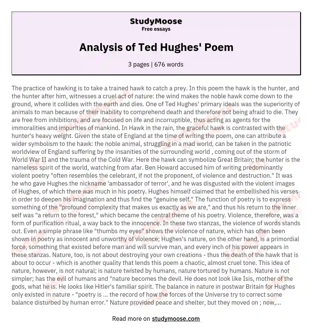 Analysis of Ted Hughes' Poem