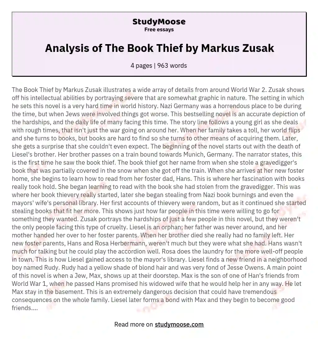 Analysis of The Book Thief by Markus Zusak