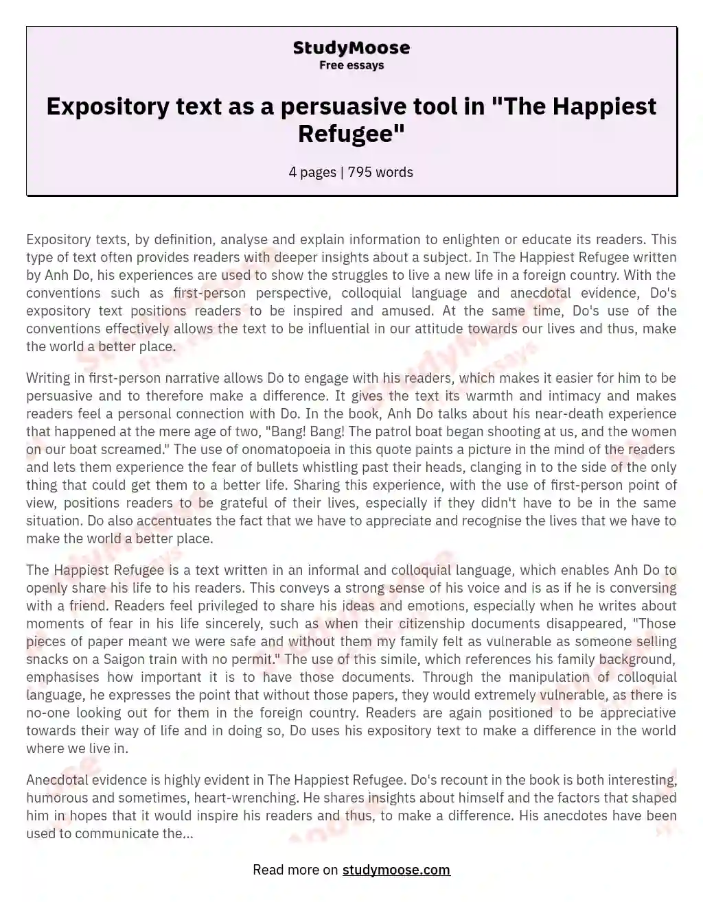 the happiest refugee essay