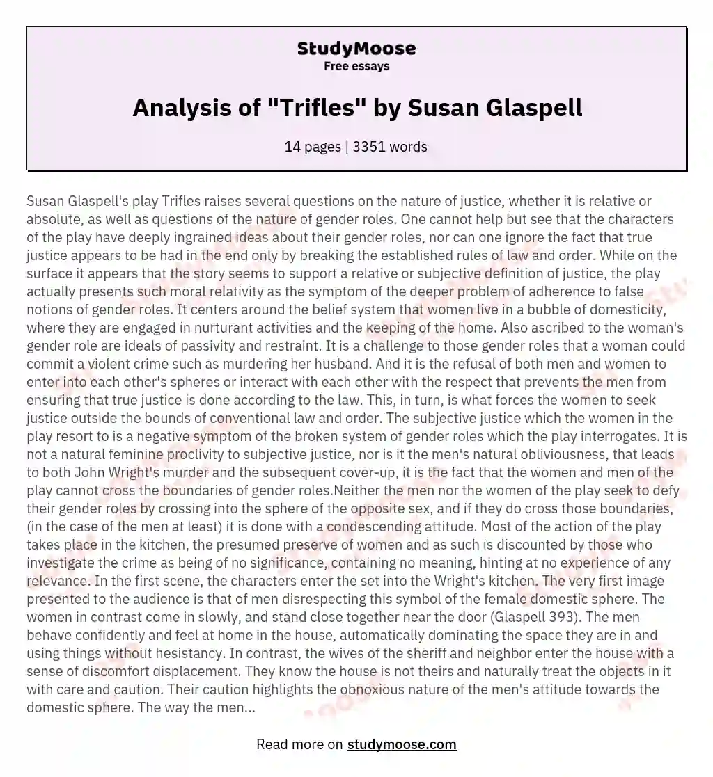 trifles literary analysis essay