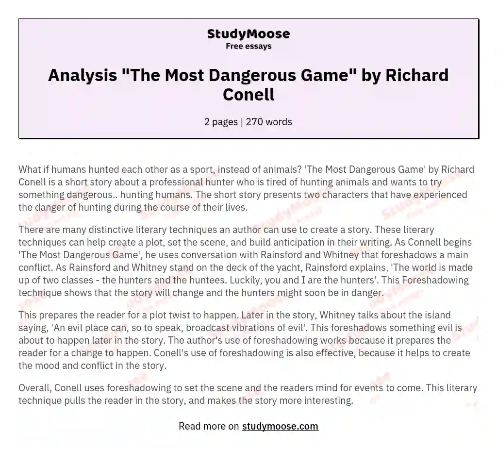 the most dangerous game setting essay