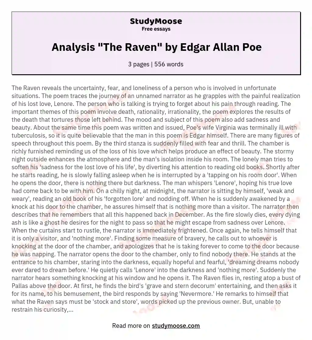 the raven poe analysis