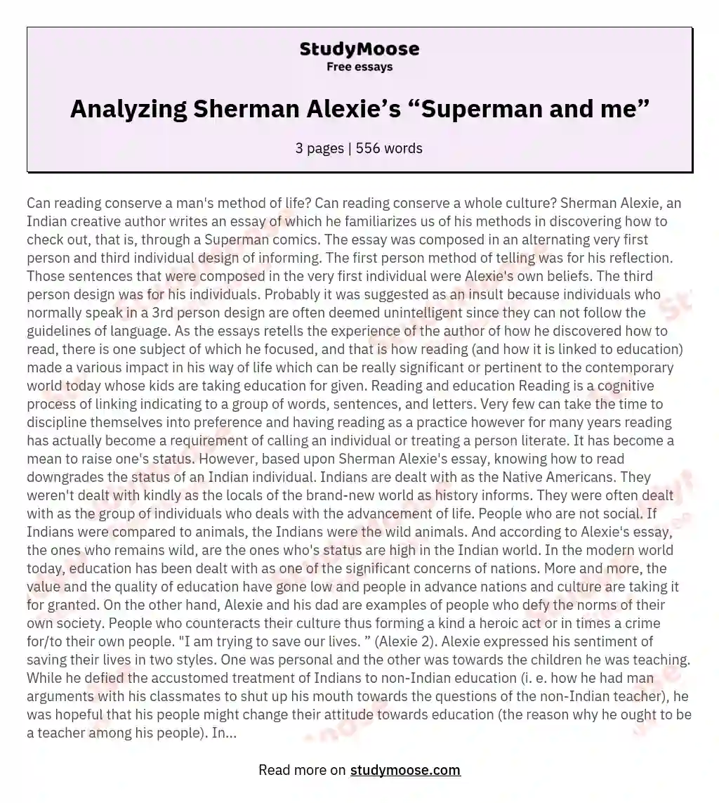 Analyzing Sherman Alexie’s “Superman and me”