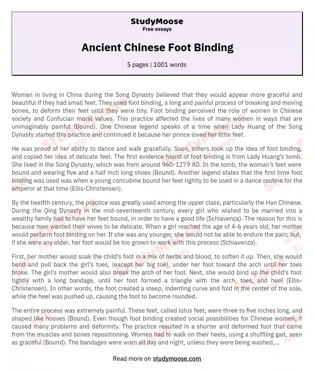 chinese foot binding essay