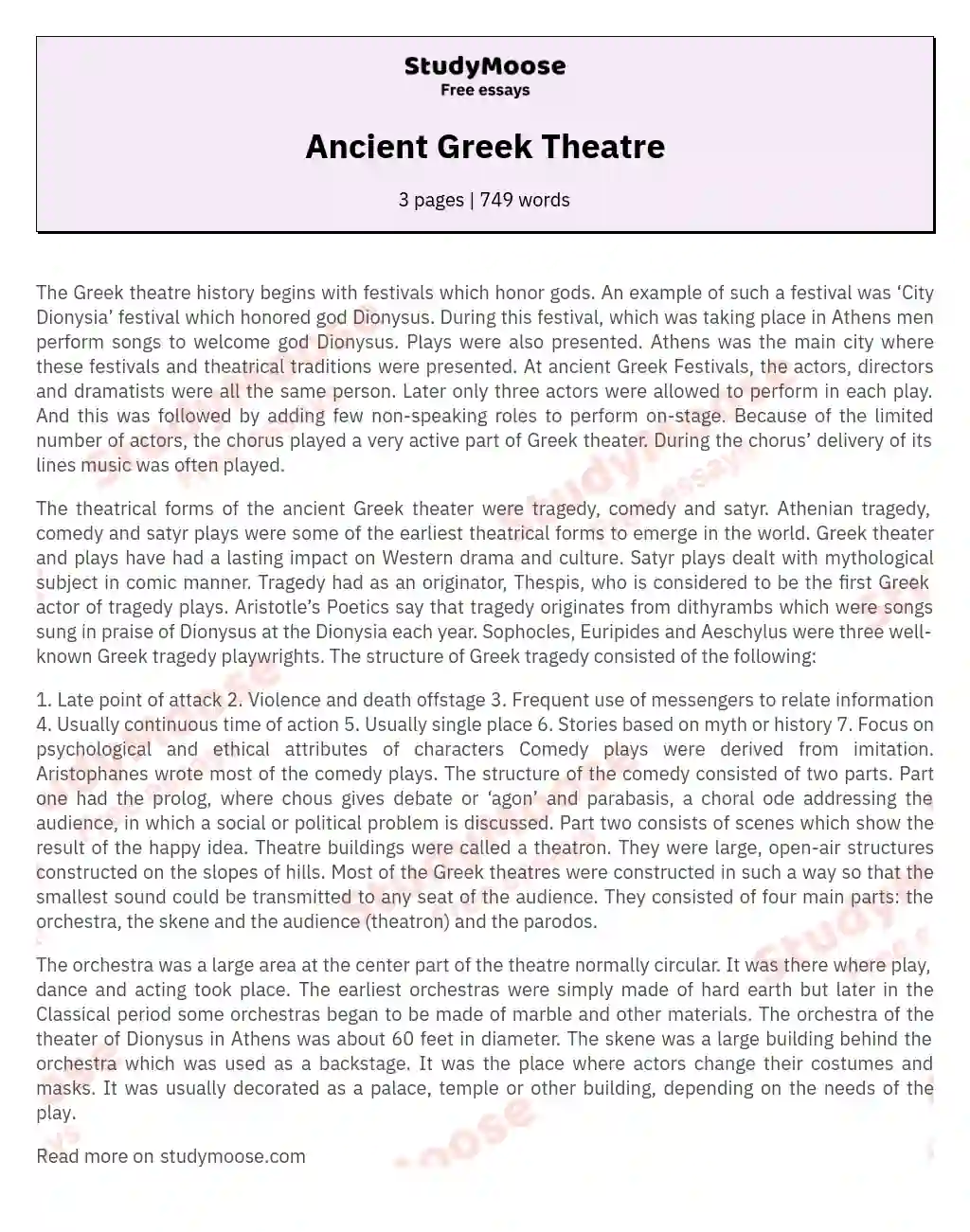 ancient greek theatre essay