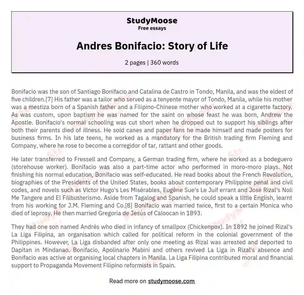 the story of andres bonifacio