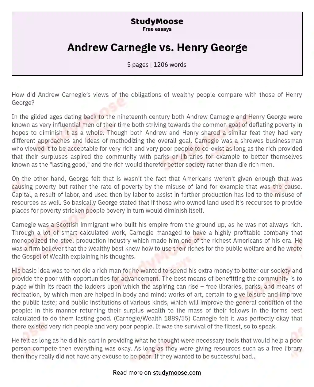 Andrew Carnegie vs. Henry George