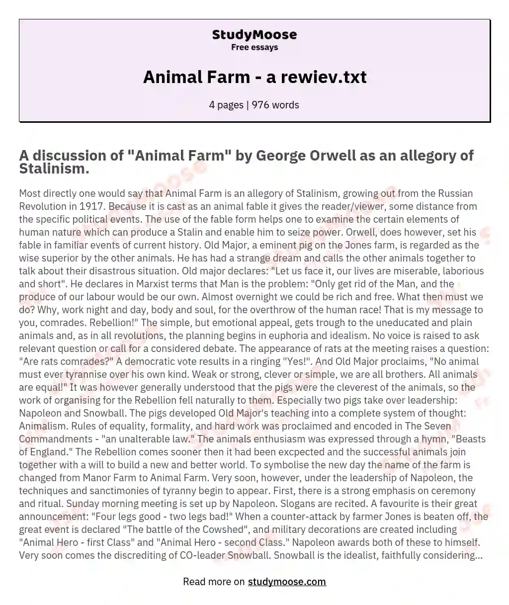 Animal Farm - a rewiev.txt