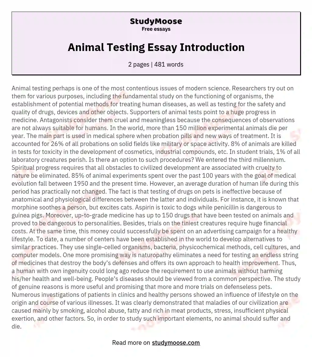 against animal testing essay introduction