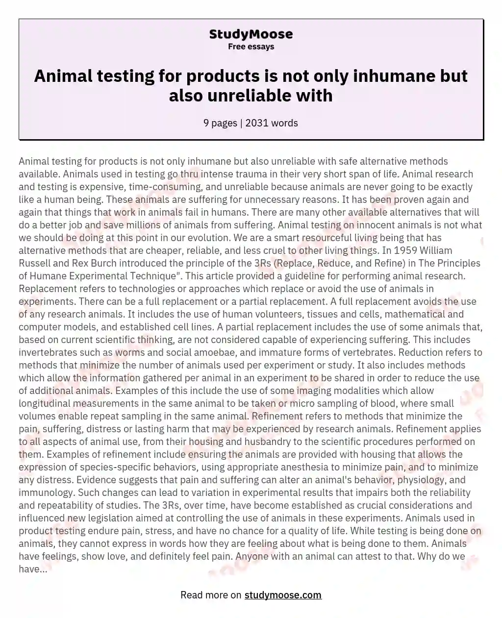 Animal testing for products is not only inhumane but also unreliable with