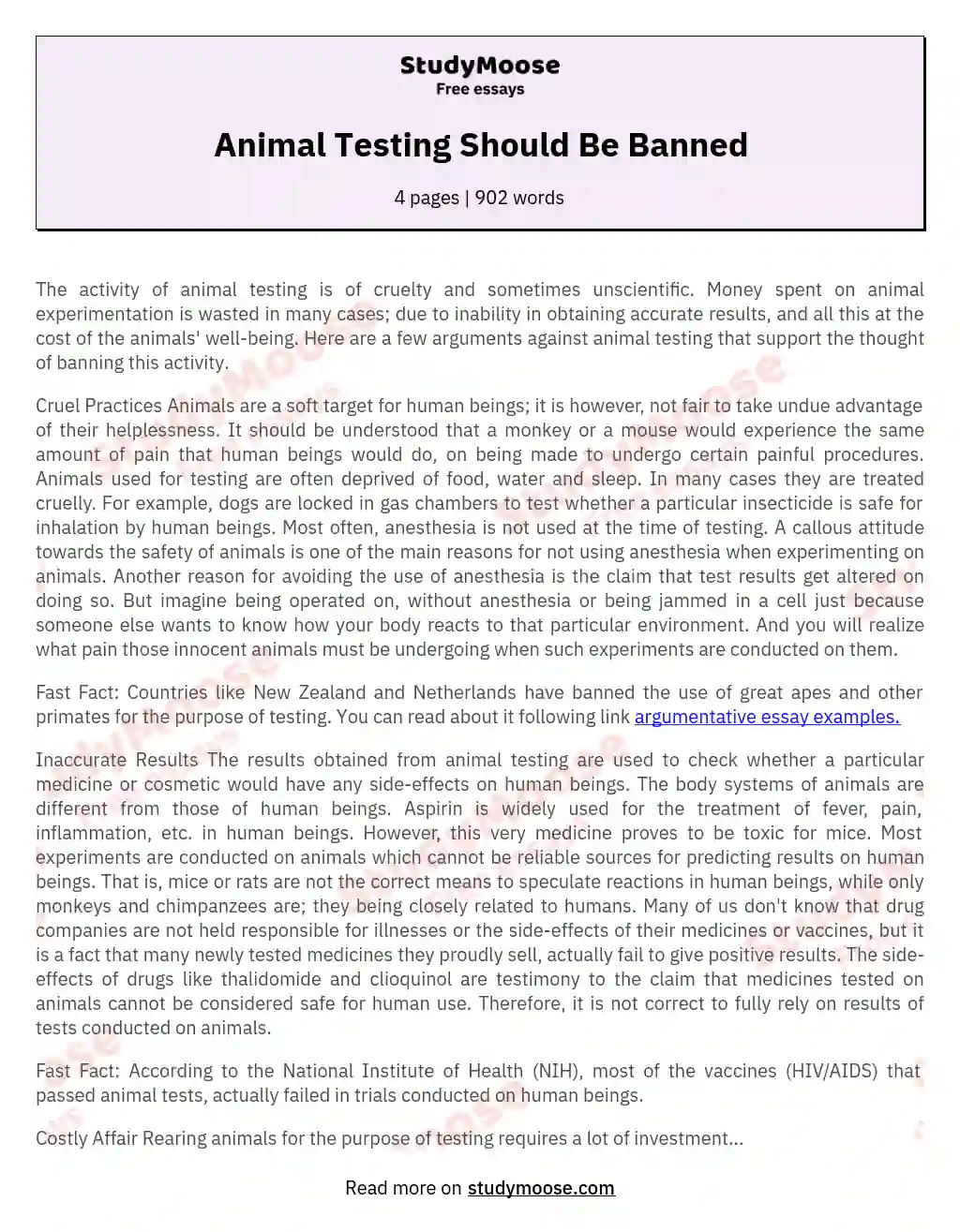 Animal Testing Should Be Banned essay