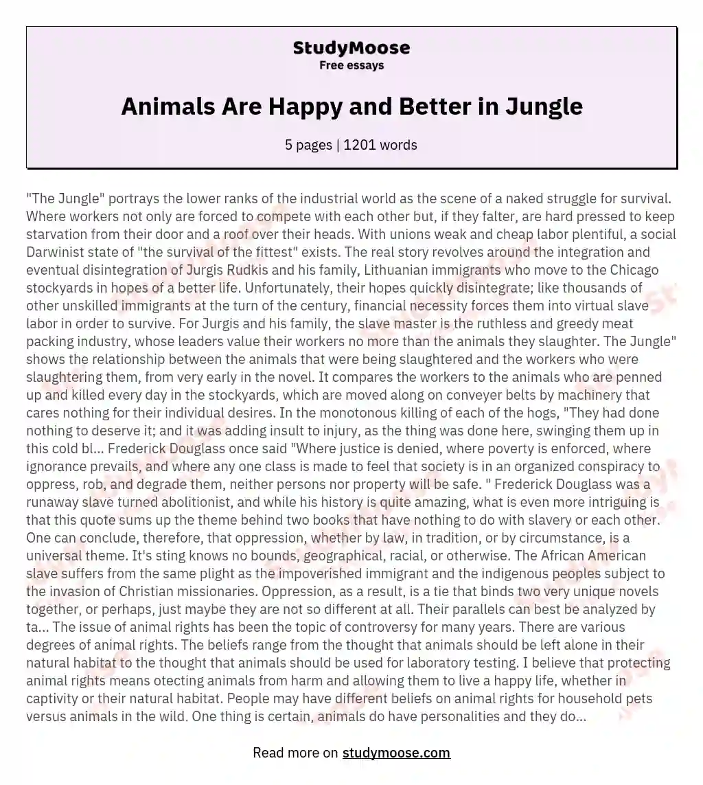Animals Are Happy and Better in Jungle