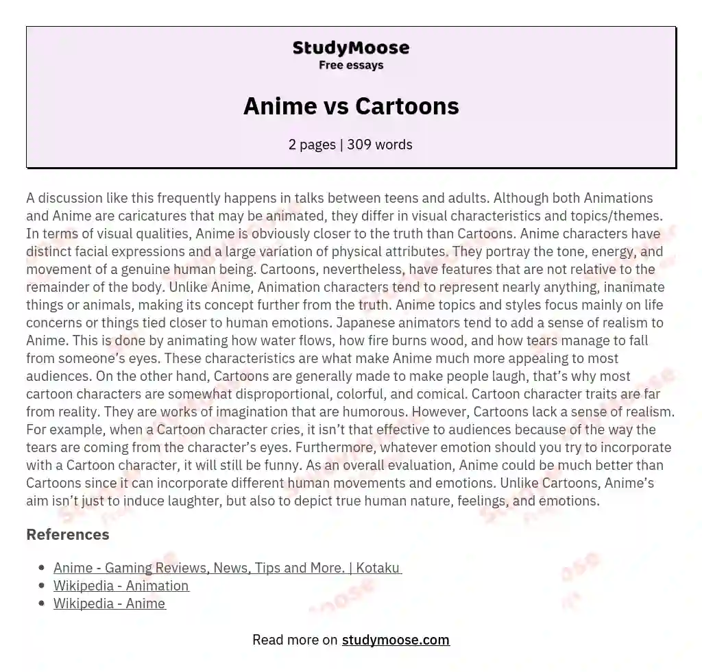 Anime vs Cartoons