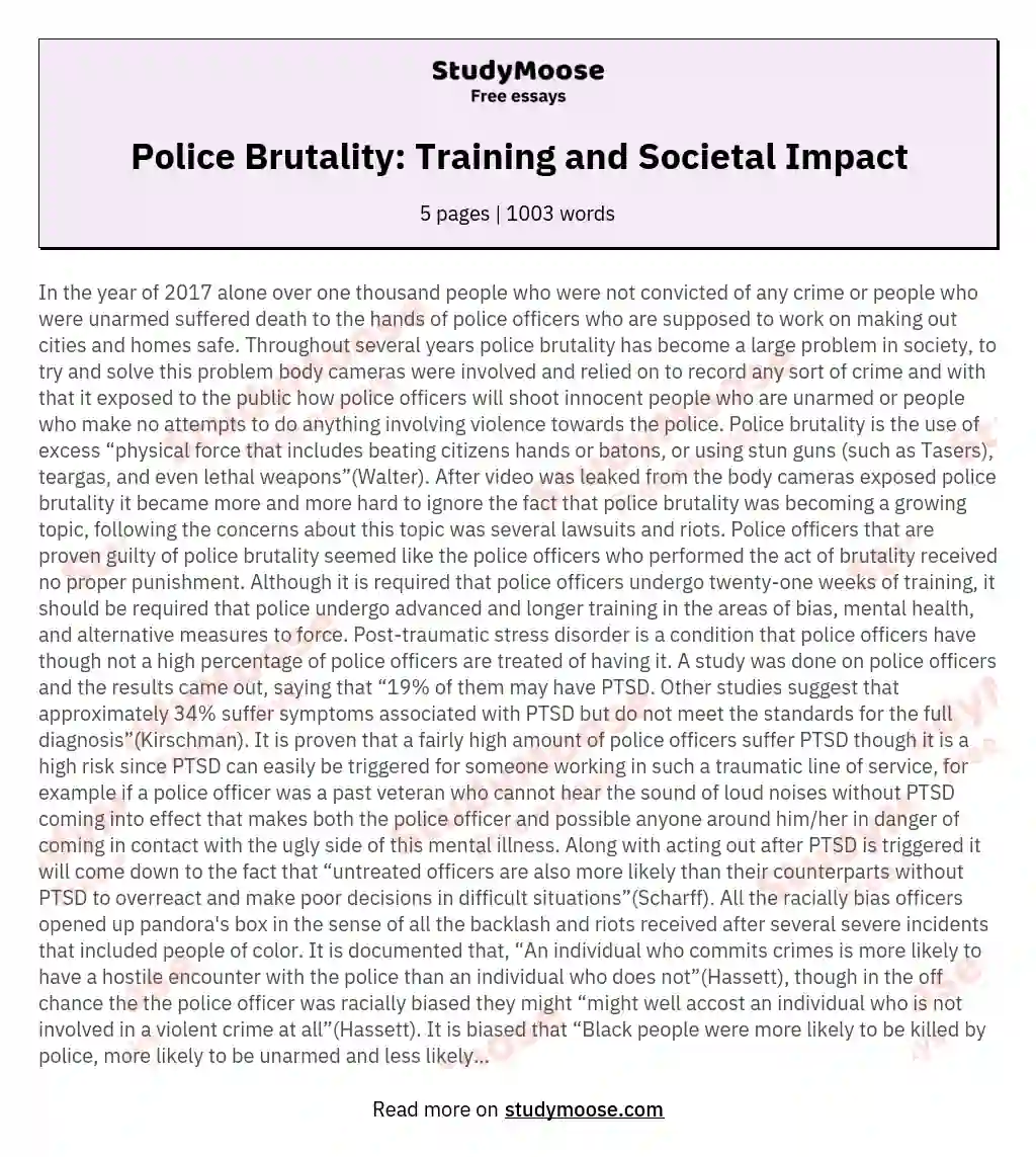 Police Brutality: Training and Societal Impact essay