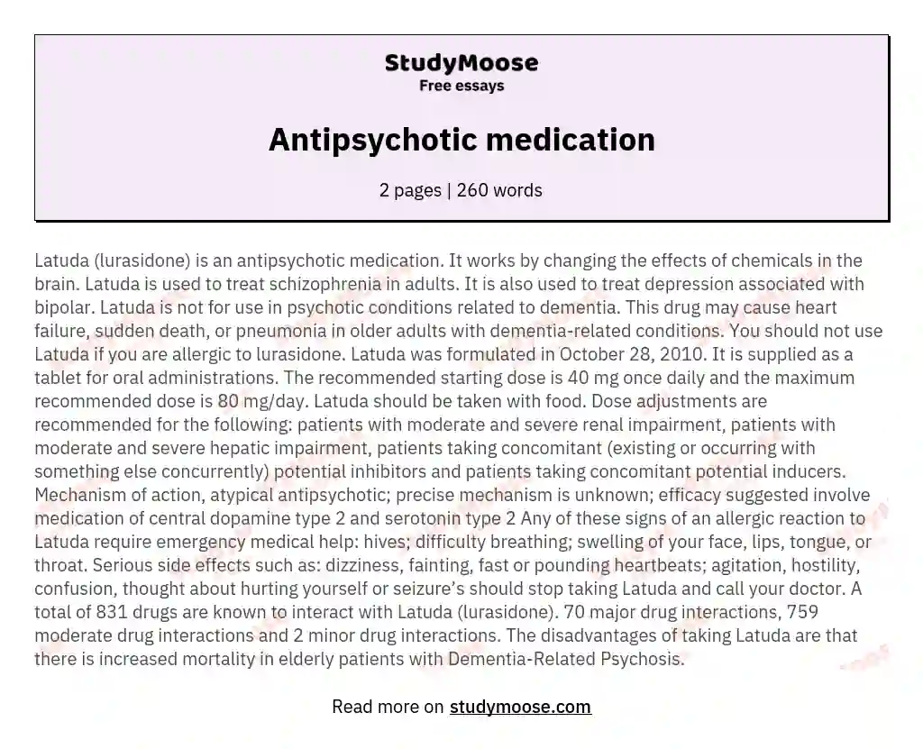 Antipsychotic medication essay