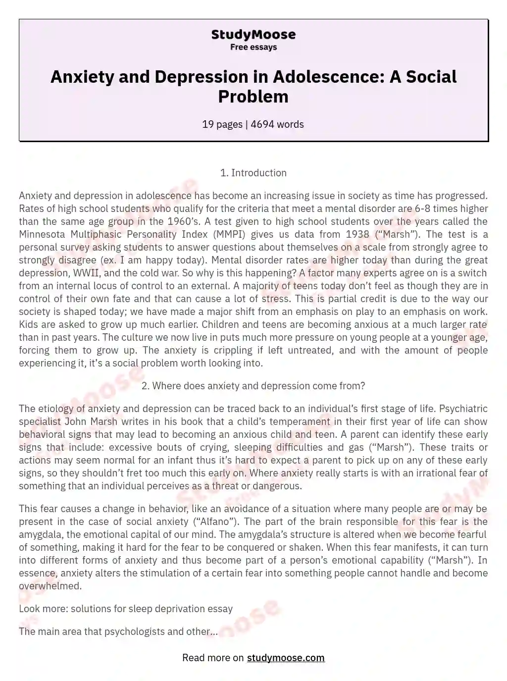 persuasive essay about depression and anxiety