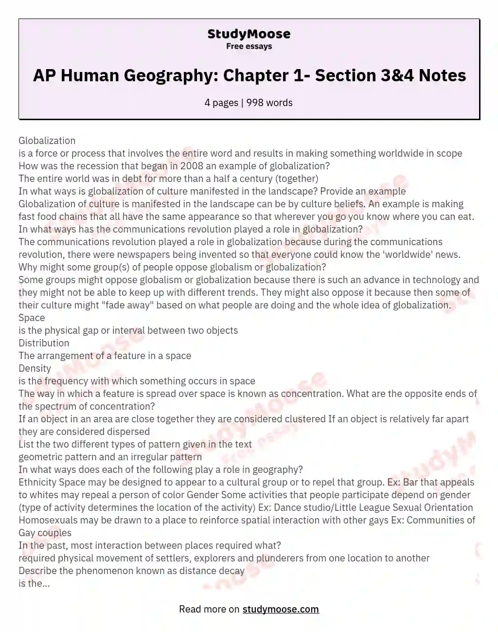 human geography essay structure