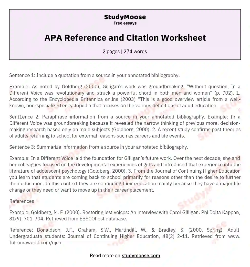 apa reference essay