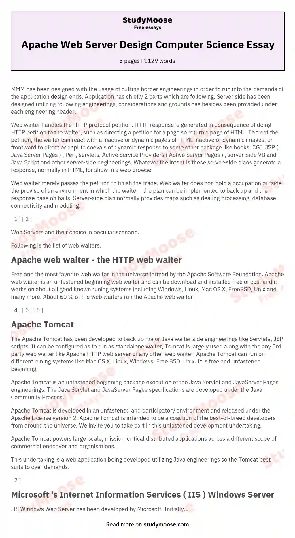 Apache Web Server Design Computer Science Essay essay