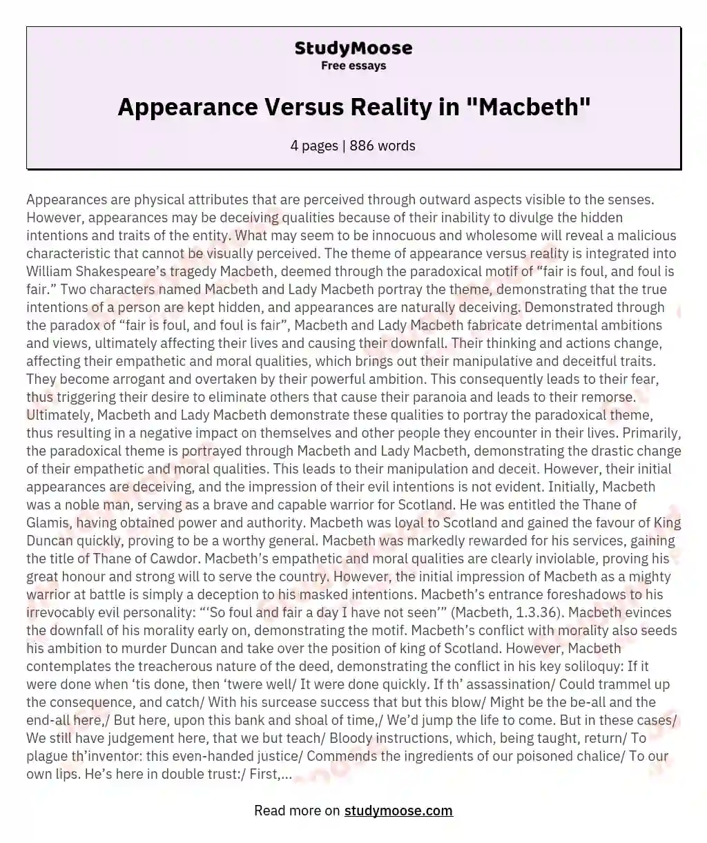 Appearance Versus Reality in "Macbeth"
