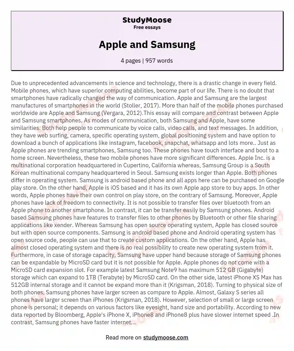 Apple and Samsung essay