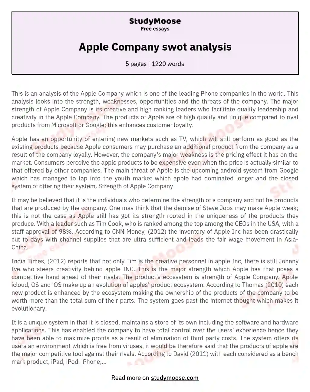 Apple Inc.: Strategic Analysis and Market Resilience essay