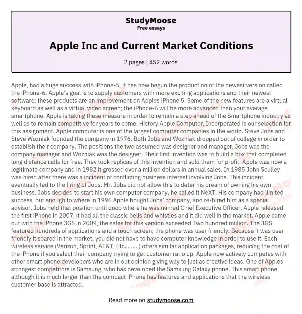 Apple Inc and Current Market Conditions