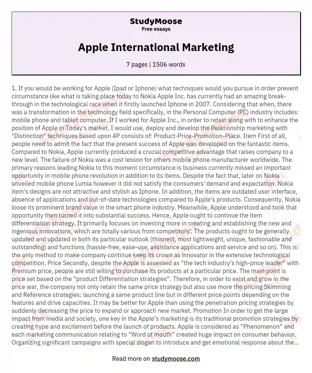 Apple International Marketing essay
