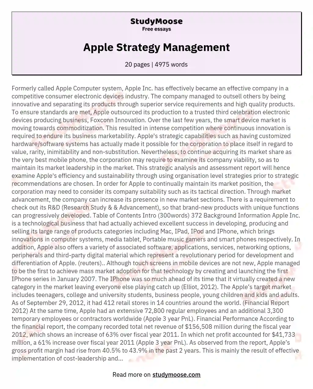 strategic management assignment on apple