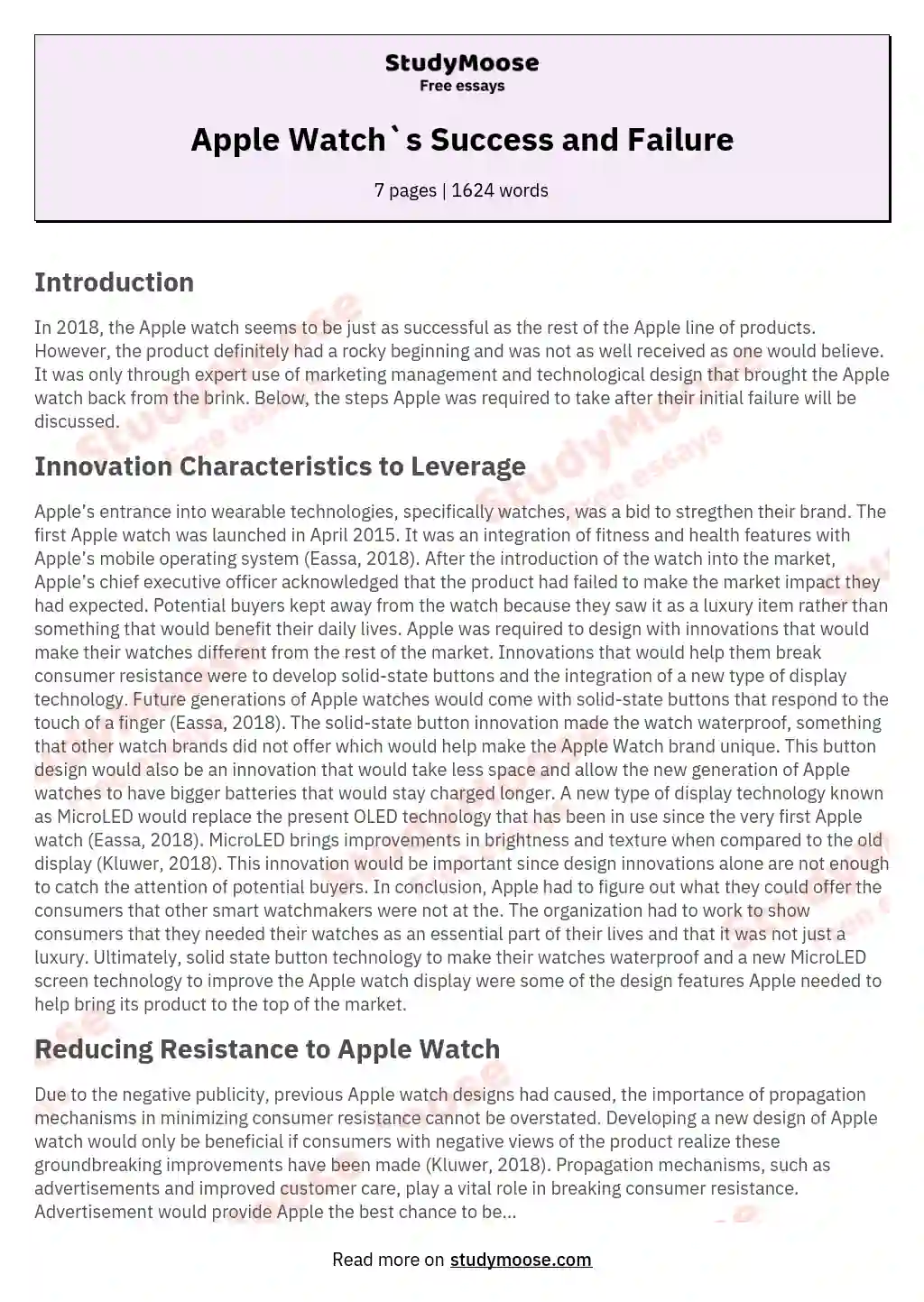 Apple Watch`s Success and Failure essay