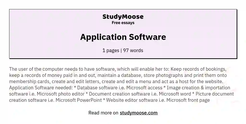 application software essay definition