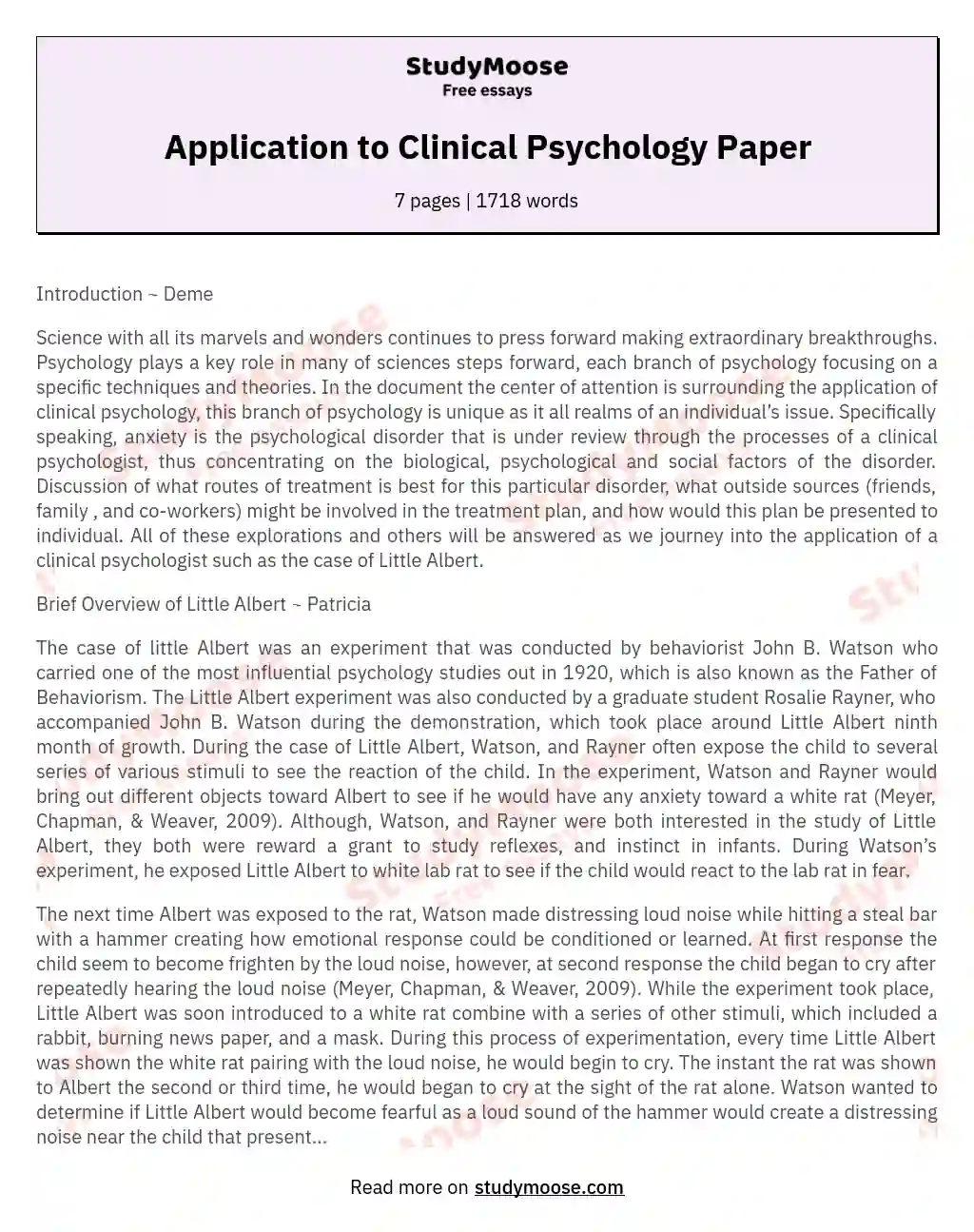 clinical psychology essay questions