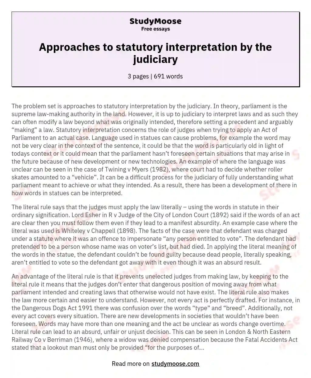 statutory interpretation essay
