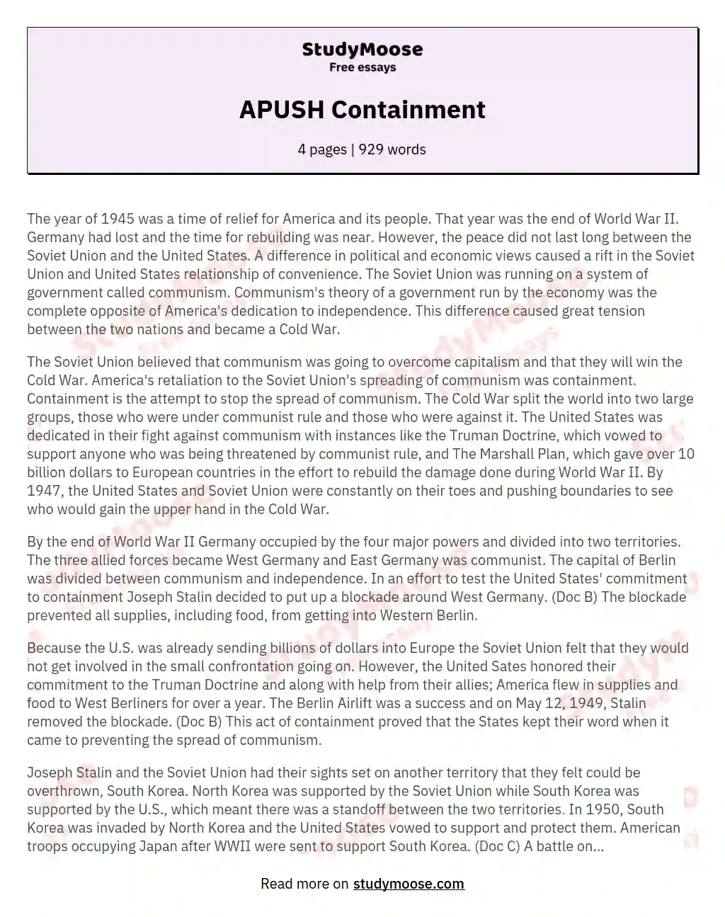 APUSH Containment