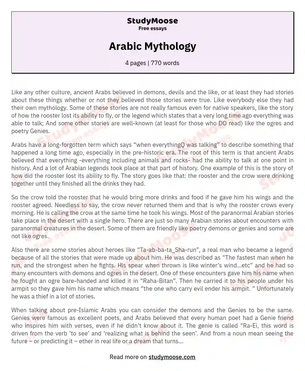Arabic Mythology