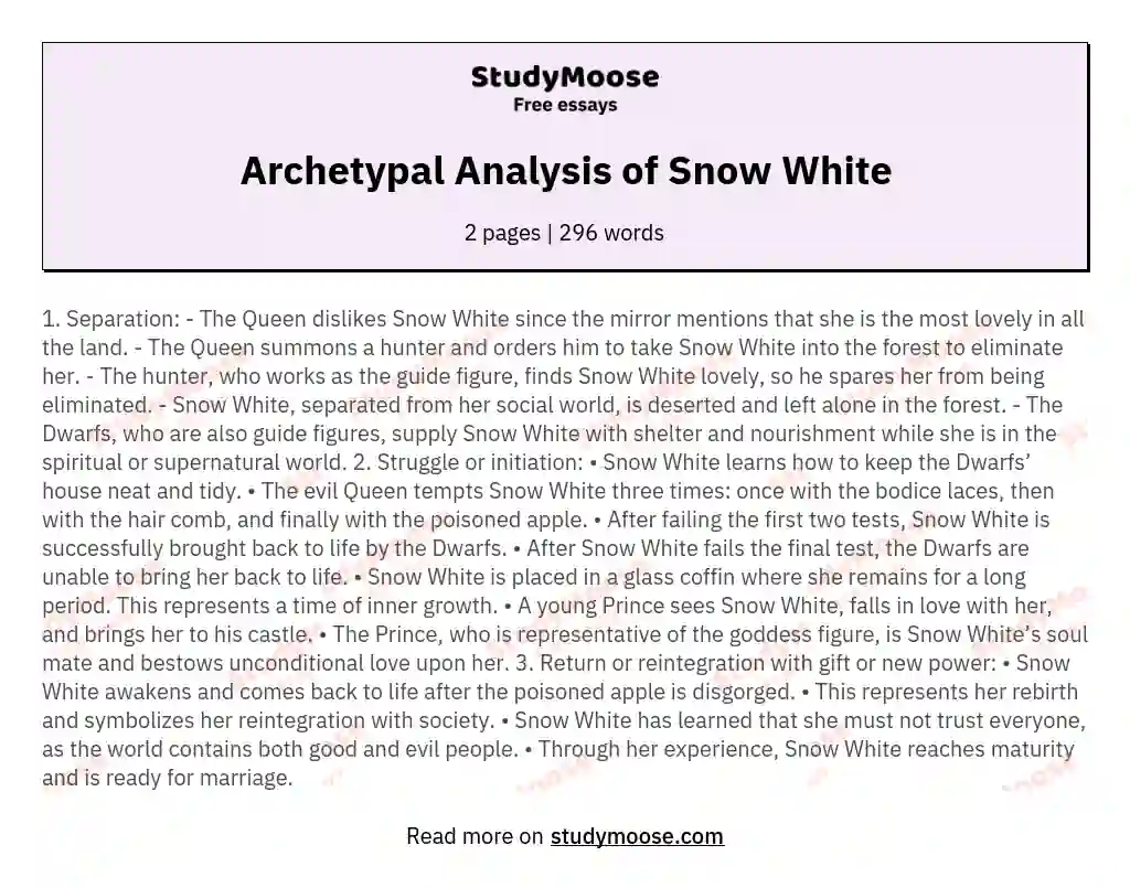 Archetypal Analysis of Snow White essay