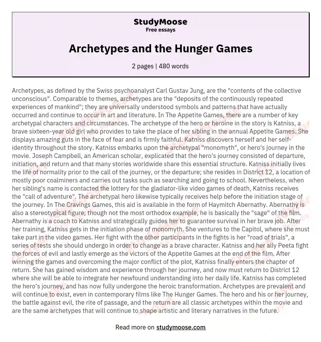 Archetypes and the Hunger Games essay