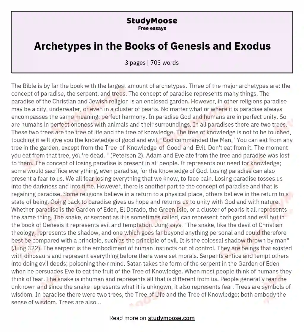 Archetypes in the Books of Genesis and Exodus essay