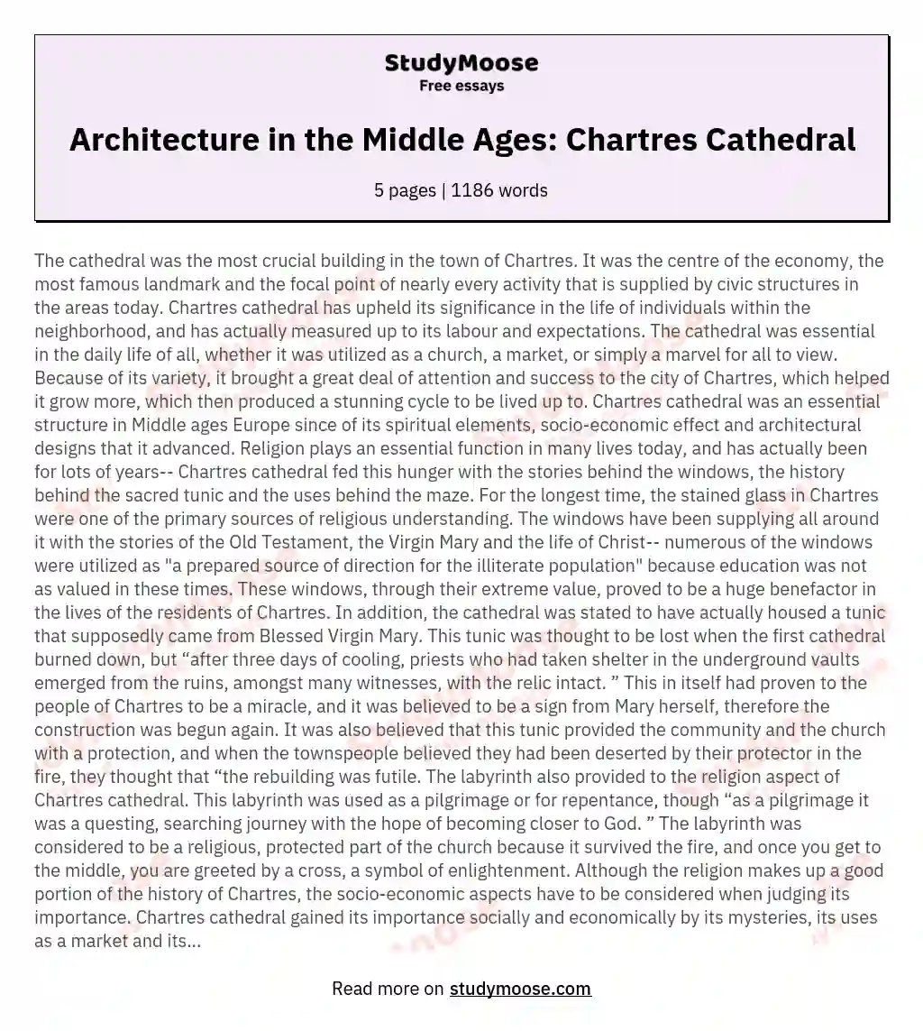 Architecture in the Middle Ages: Chartres Cathedral essay